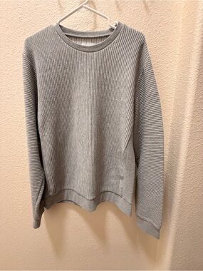 Frank & Oak Light Gray Ribbed Crewneck Sweater